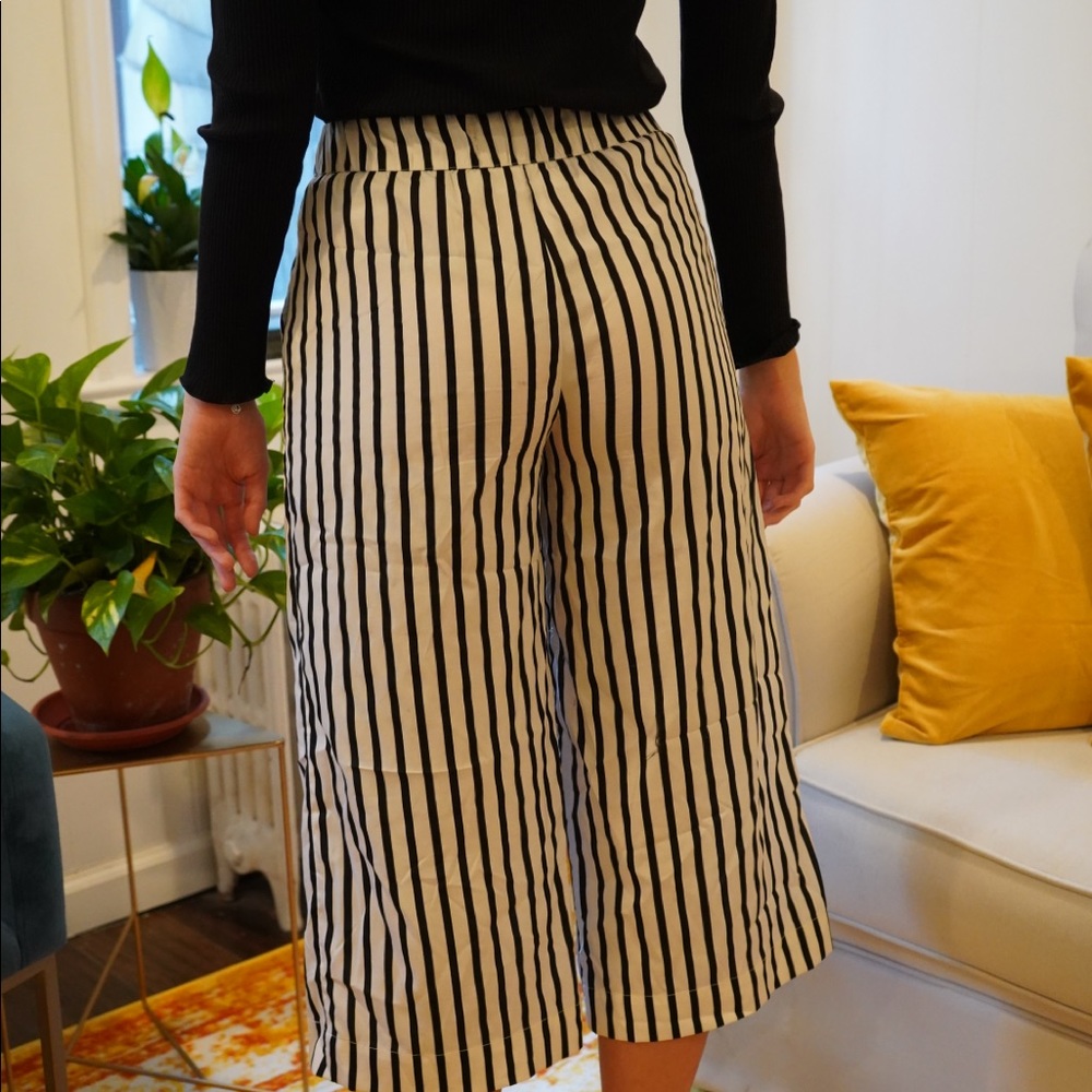 Pin strip pants with tie top - silky material